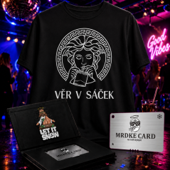 Večírek Starter Pack (Triko VĚŘ V SÁČEK + MRDKE Card)