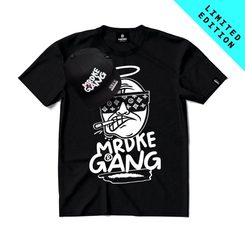 Triko Mrdke Gang black snapback black white LIMITED EDITION - Velikost: 4XL