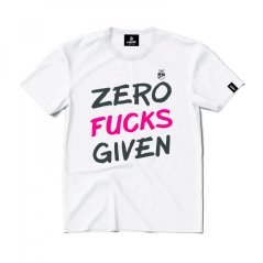 Triko Zero Fucks Given white purple neon