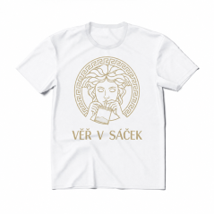 Triko VĚŘ V SÁČEK GOLD - white