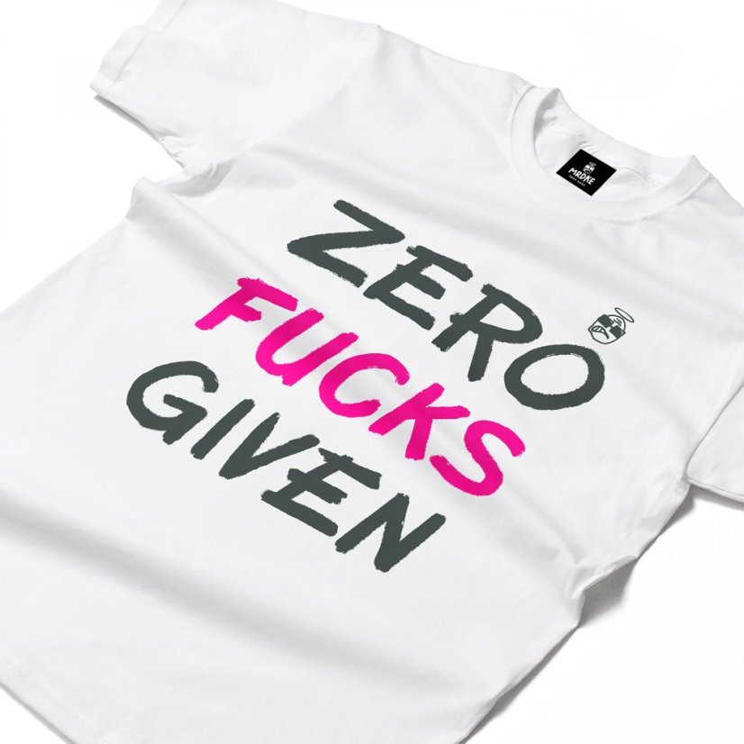 Triko Zero Fucks Given white purple neon - Velikost: 4XL