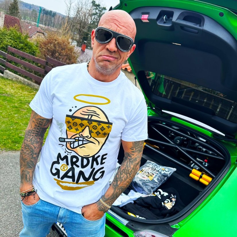 Triko Mrdke Gang white gold - Velikost: XL