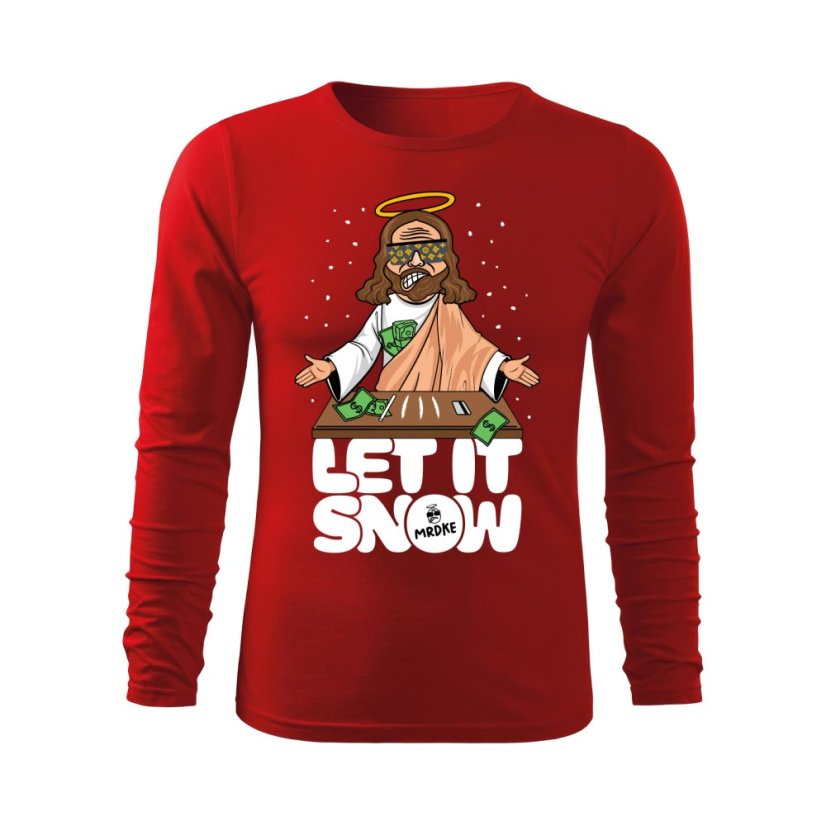 Vánoční Večírek Starter Pack (Tričko Let It Snow + MRDKE Card) - Barva: ČERVENÁ, Velikost: S, Rukáv: Dlouhý rukáv