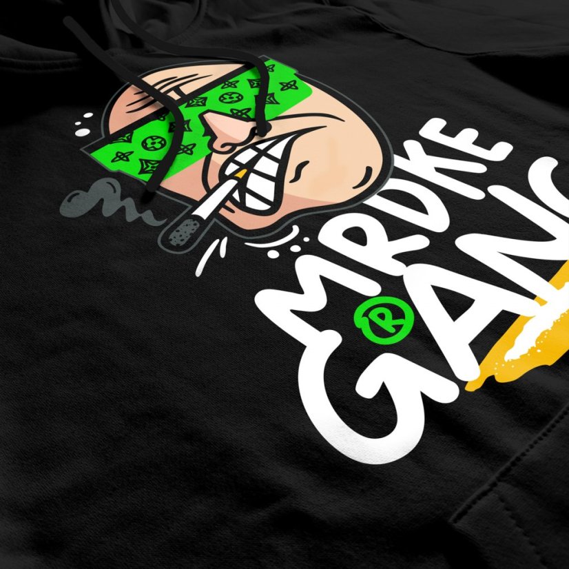 Mikina s kapucí Mrdke Gang black green neon - Velikost: XXL