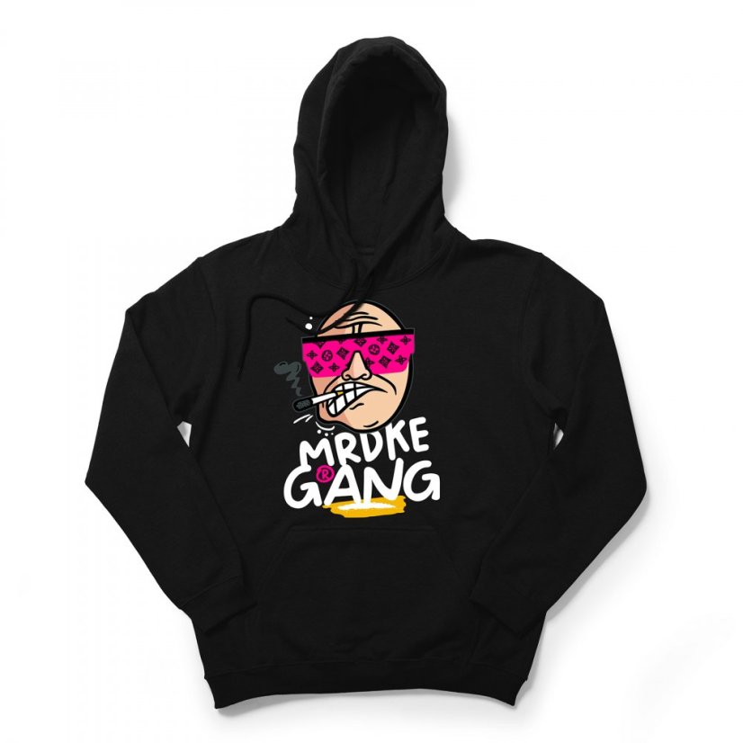 Mikina s kapucí Mrdke Gang black purple neon - Velikost: S