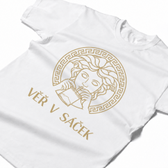 Triko VĚŘ V SÁČEK GOLD - white