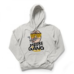 Mikina s kapucí Mrdke Gang grey gold / výšivka