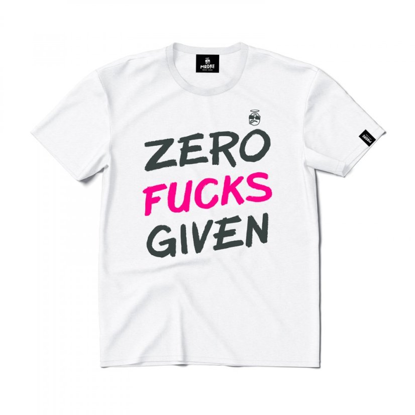 Triko Zero Fucks Given white purple neon - Velikost: 4XL