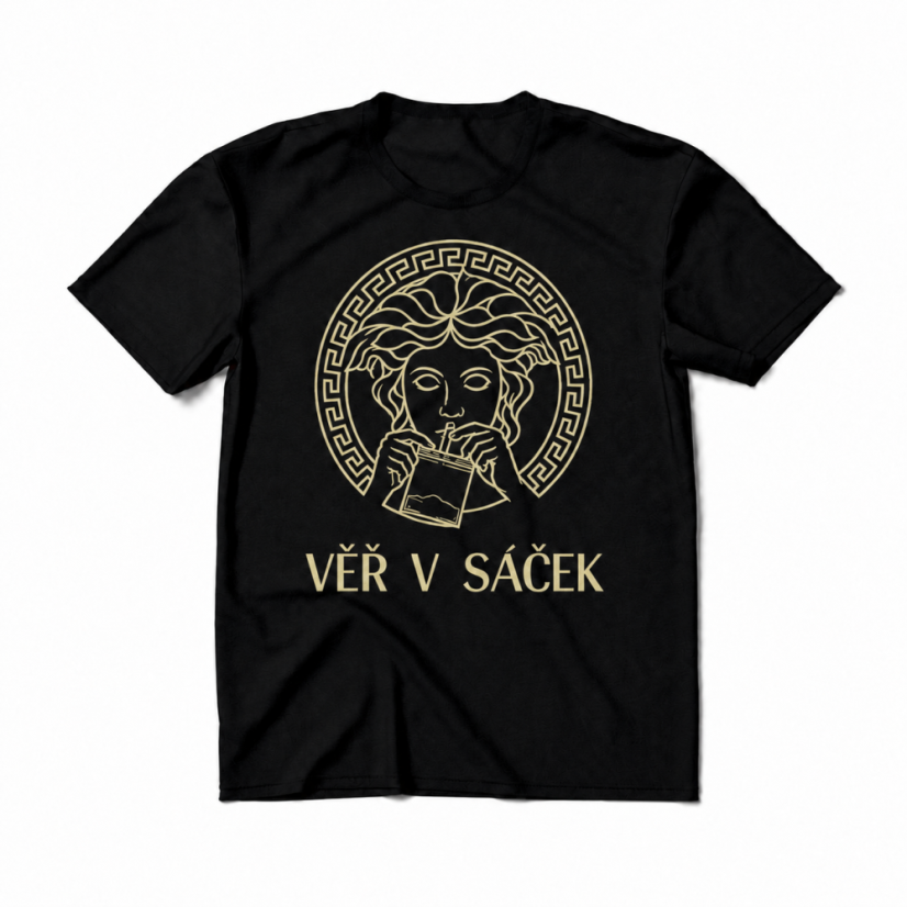 Triko VĚŘ V SÁČEK GOLD - black