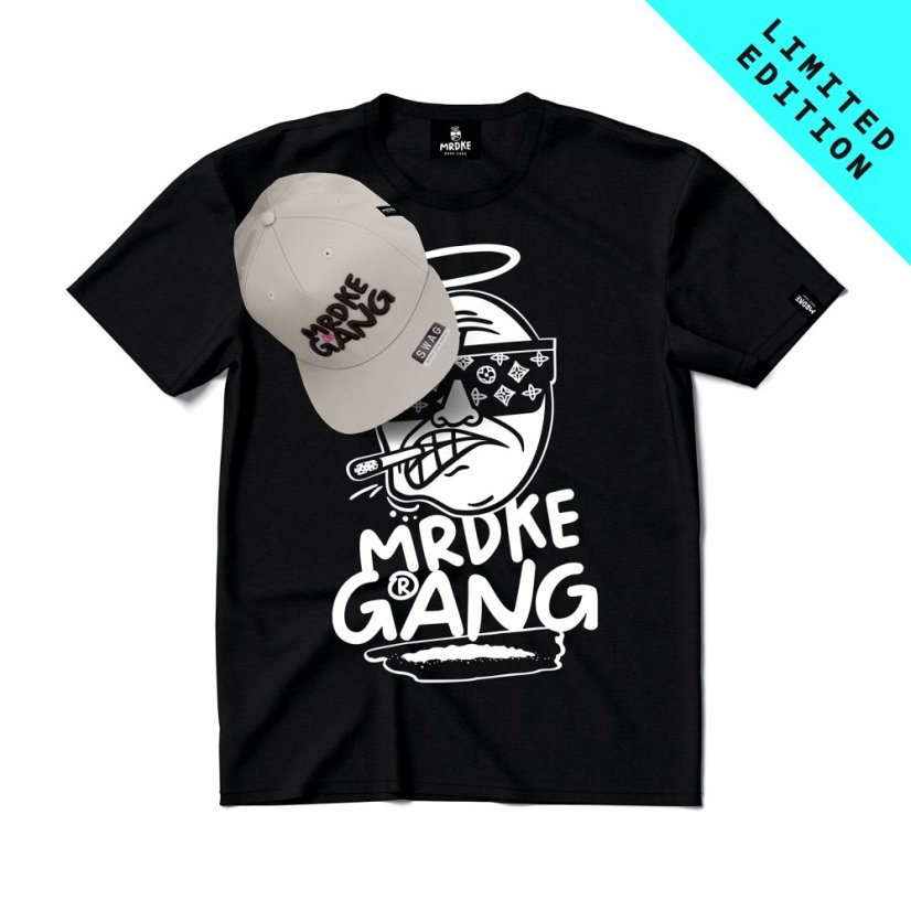 Triko Mrdke Gang black snapback gray black LIMITED EDITION - Velikost: M